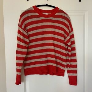 Madewell Red and Cream Knit Sweater Size Small